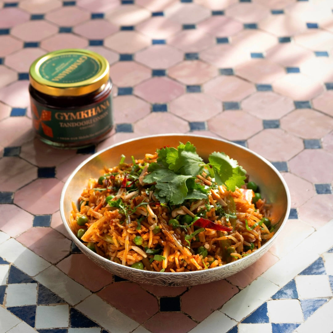 Vegetable Fried Rice with Tandoori Onion Chutney