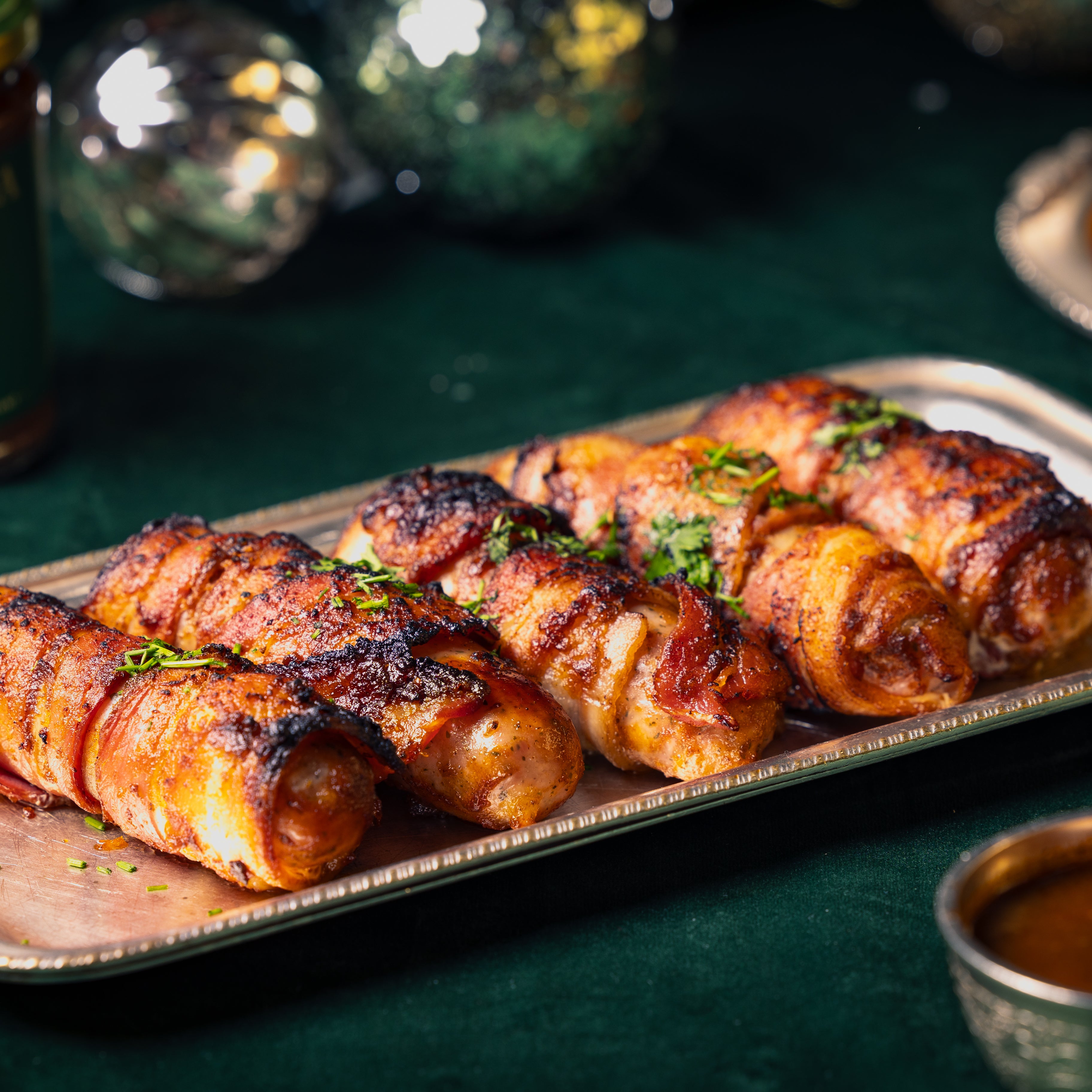 Vindaloo and Honey-Glazed Pigs in Blankets