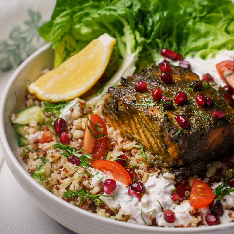 Green Tikka Salmon Grain Bowl