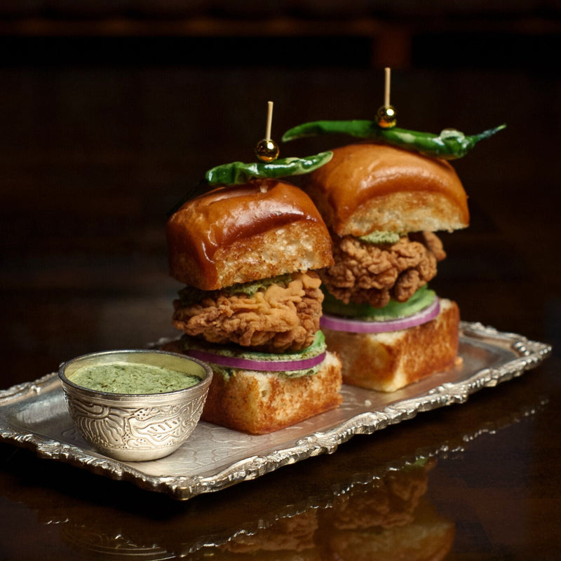 Chicken Pakora Sliders with Green Chutney