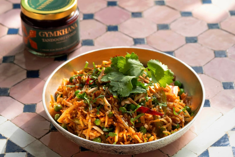 Vegetable Fried Rice with Tandoori Onion Chutney