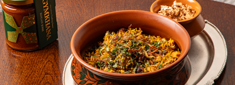 Wild Mushroom Biryani with Tandoori Onion Raita